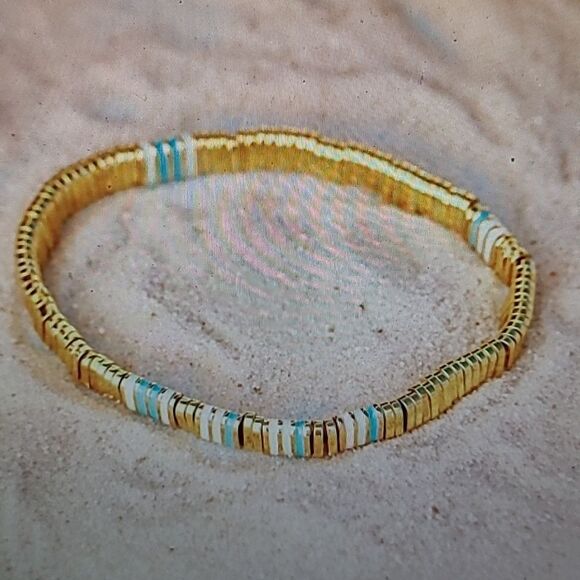 Puravida Metal And Enamel Gold Stretch Bracelet - NWT - Picture 5 of 6